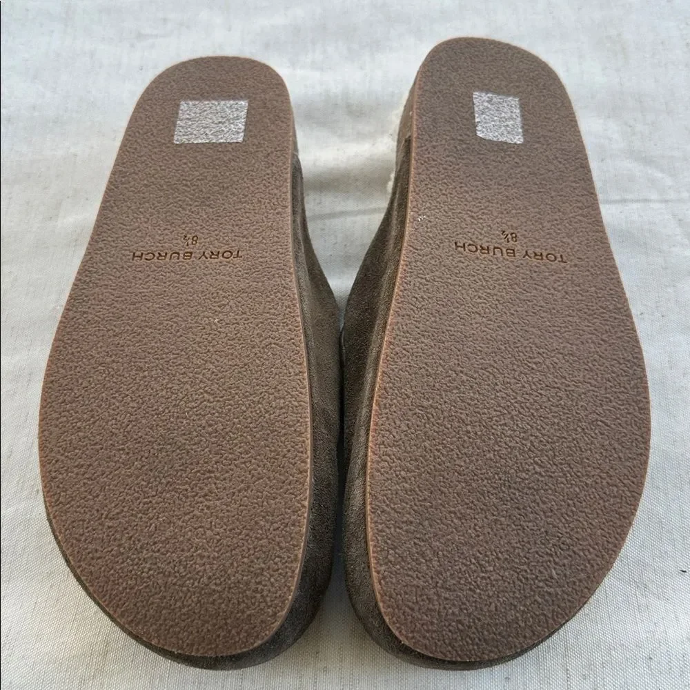 Tory Burch Tory Charm Shearling Suede Slip-on Clogs 8.5